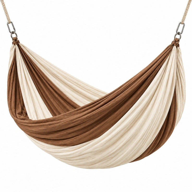 Amaca sospesa 200 x 150 cm in tessuto marrone e crema con corde per relax