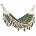 Amaca 200 x 100 cm in tessuto verde salvia con corde beige stile boho