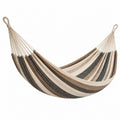 Amaca 200 x 100 cm in cotone beige marrone e nero - sospesa stile boho per relax