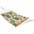 Amaca 200 x 80 cm in tessuto beige e verde con barre in legno per giardino