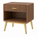Comodino 50 x 40 x 60 cm effetto legno noce con cassetto e vano aperto stile moderno