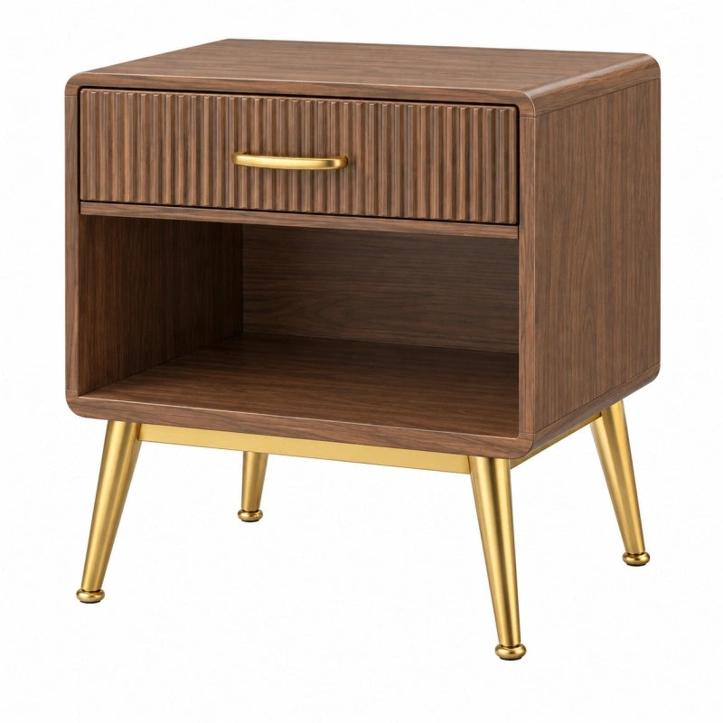 Comodino 50 x 40 x 60 cm effetto legno noce con cassetto e vano aperto stile moderno