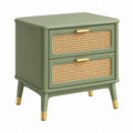 Comodino 50 x 40 x 60 cm verde con cassetti in rattan stile retrò