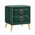 Comodino 50 x 40 x 55 cm in velluto verde con due cassetti stile glamour