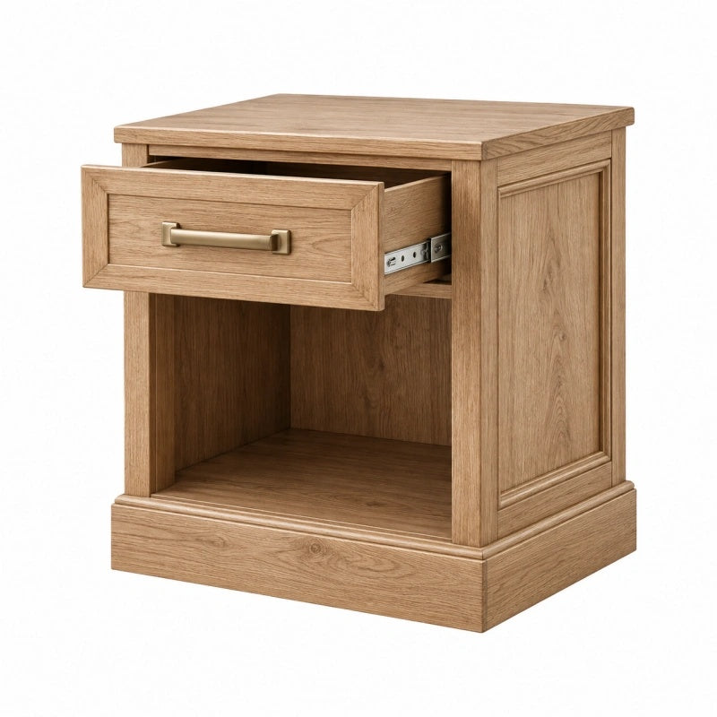 Comodino 55 x 45 x 65 cm in legno marrone chiaro con cassetto stile classico