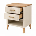 Comodino 45 x 40 x 60 cm in legno bianco e naturale con 2 cassetti stile moderno