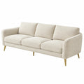 Divano 3 posti 220 x 88 x 85 cm in tessuto beige per soggiorno stile moderno con piedini metallici