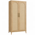 Armadio 90 x 50 x 180 cm in legno naturale e rattan a 2 ante stile bohémien