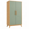 Armadio guardaroba 90 x 50 x 180 cm in legno verde salvia a 2 ante stile nordico
