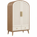 Armadio guardaroba 100 x 55 x 190 cm in legno beige e naturale con ante scanalate - stile moderno