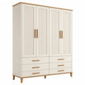 Armadio guardaroba 180 x 55 x 200 cm in legno bianco e naturale con 4 ante e 6 cassetti stile moderno