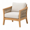 Poltrona da giardino 75 x 80 x 82 cm in legno naturale e corda intrecciata beige stile contemporaneo