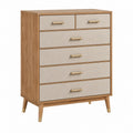 Cassettiera 80 x 40 x 110 cm effetto legno marrone e beige con 6 cassetti stile moderno