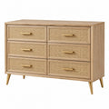 Cassettiera 120 x 40 x 80 cm in legno e rattan naturale - sei cassetti stile retrò