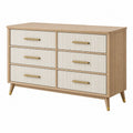 Cassettiera 120 x 40 x 80 cm in legno beige e bianco - 6 cassetti stile moderno